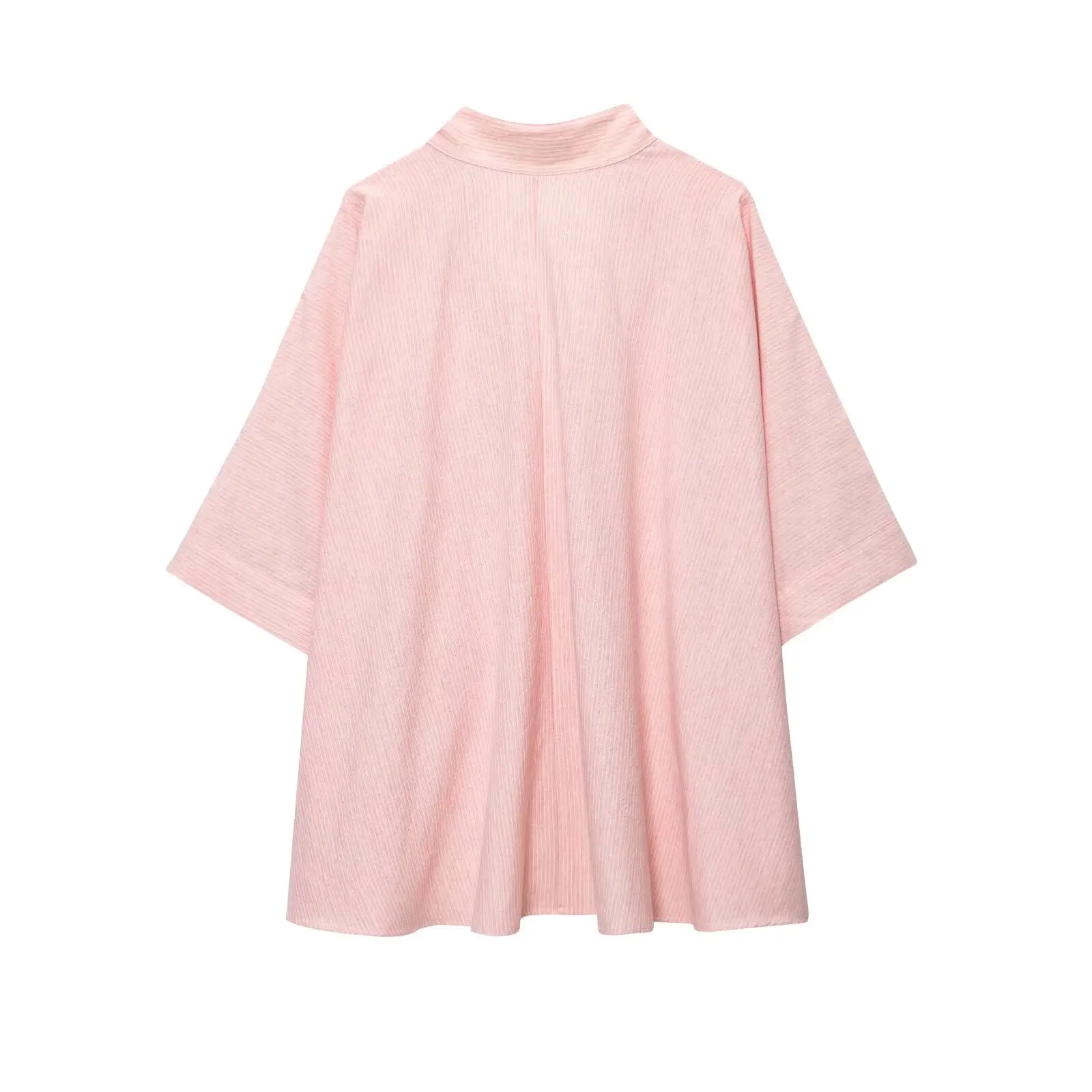 

Casual Striped Loose Cloak Sle Stand Collar f Sve irt Women's Busin Casual irt Polyester Fiber Mid-Length