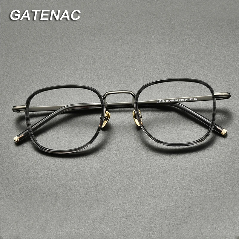 Titanium Optical Glasses Frame Men Vintage Square Myopia Prescription Eyeglasses Frame Women Retro Designer Luxury Brand Eyewear