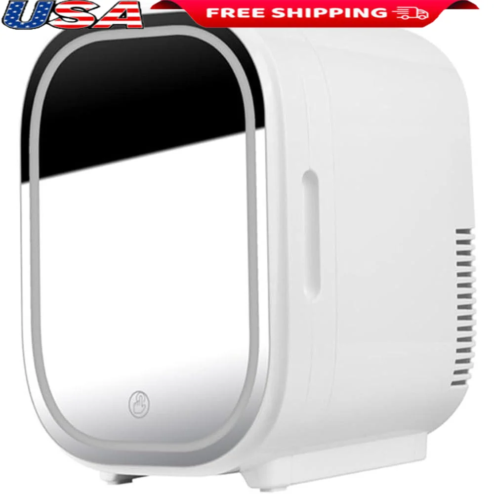 6L Makeup Fridge Skincare Refrigerator with Dimmable LED Mirror Eco-friendly Cooler Warmer Cosmetics Medicines and Beverages
