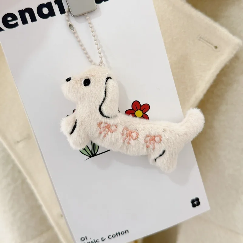 Porte-clés en peluche teckel Kawaii, 2 pièces, chiot de dessin animé, porte-clés de Couple, joli pendentif de sac à dos, décoration, cadeaux de noël