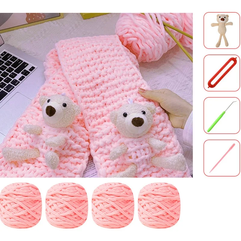 Winter Scarf Knitting Loom Kit DIY Craft Handmade with Loom Pick Tool & Needle Weaver Coarse Yarn Needle Artifact Material Pack