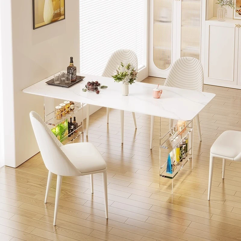 Minimalist acrylic dining table Modern simple Internet celebrity transparent suspension small apartment squarerock slab table