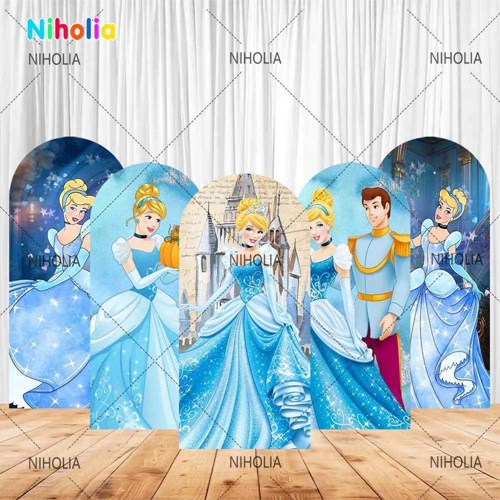 Cinderella Blue Backdrop Girls Princess Birthday Party Photograph Background Photo Wall Decoration Baby Shower Photo Booth