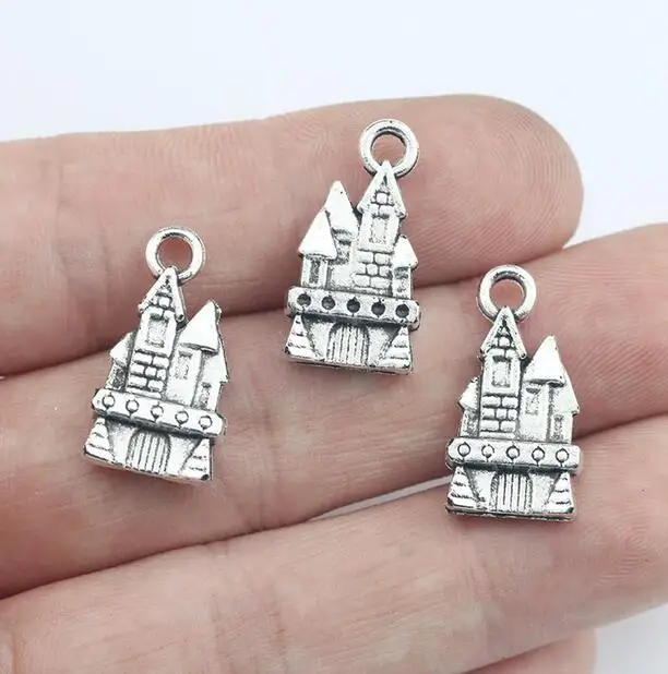 10pcs 21x11mm Charms Castle House Pendants for Jewelry Making EF3602 H1255