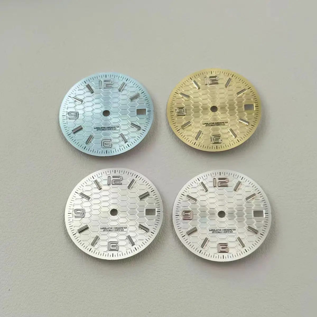 

New 28.5mm Air-King Dial Honeycomb Single Calendar Silver Nail Ice Blue Luminous Dial Fit NH35 Movement Watch Accessories