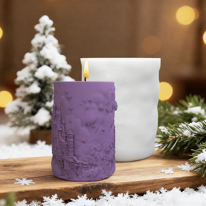 Fantasy Epic Dragon Perching on Castle Candle Mold Creative Candle DIY Mold Moonlight Cloud 3D Relief Design Mold view 5
