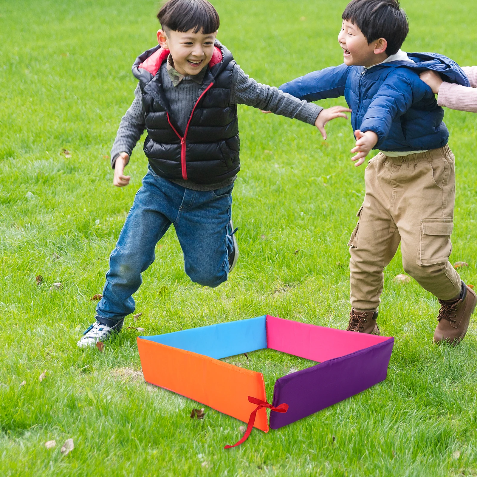 

3 Pcs Four Color Square Grid Hopscotch Game Prop for Kids Outdoor Indoor Nursery Garden EVA Cloth Portable Sensory Training Toy