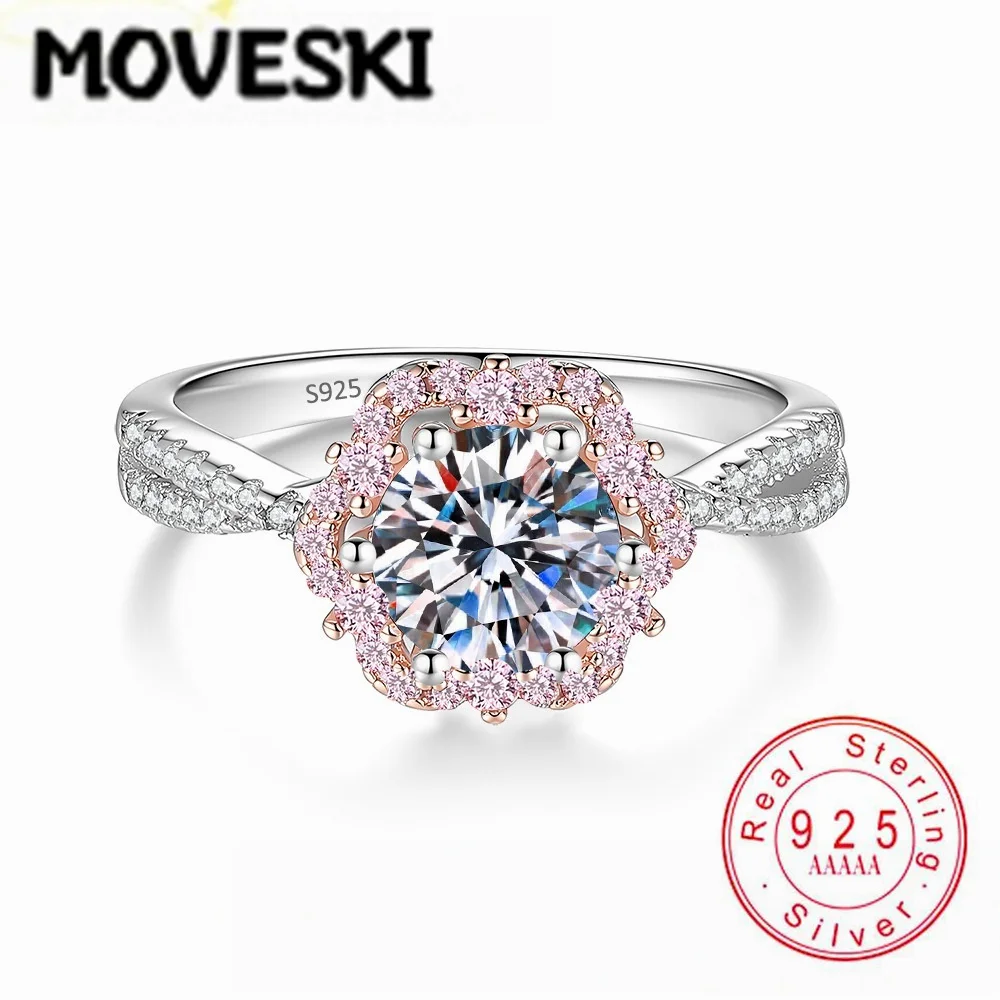 s925-スターリングシルバー-1ct-ラウンドモアッサナイトリングピンク-cz-ハロースプリットシャンク婚約結婚指輪女性のためのファインジュエリーギフト