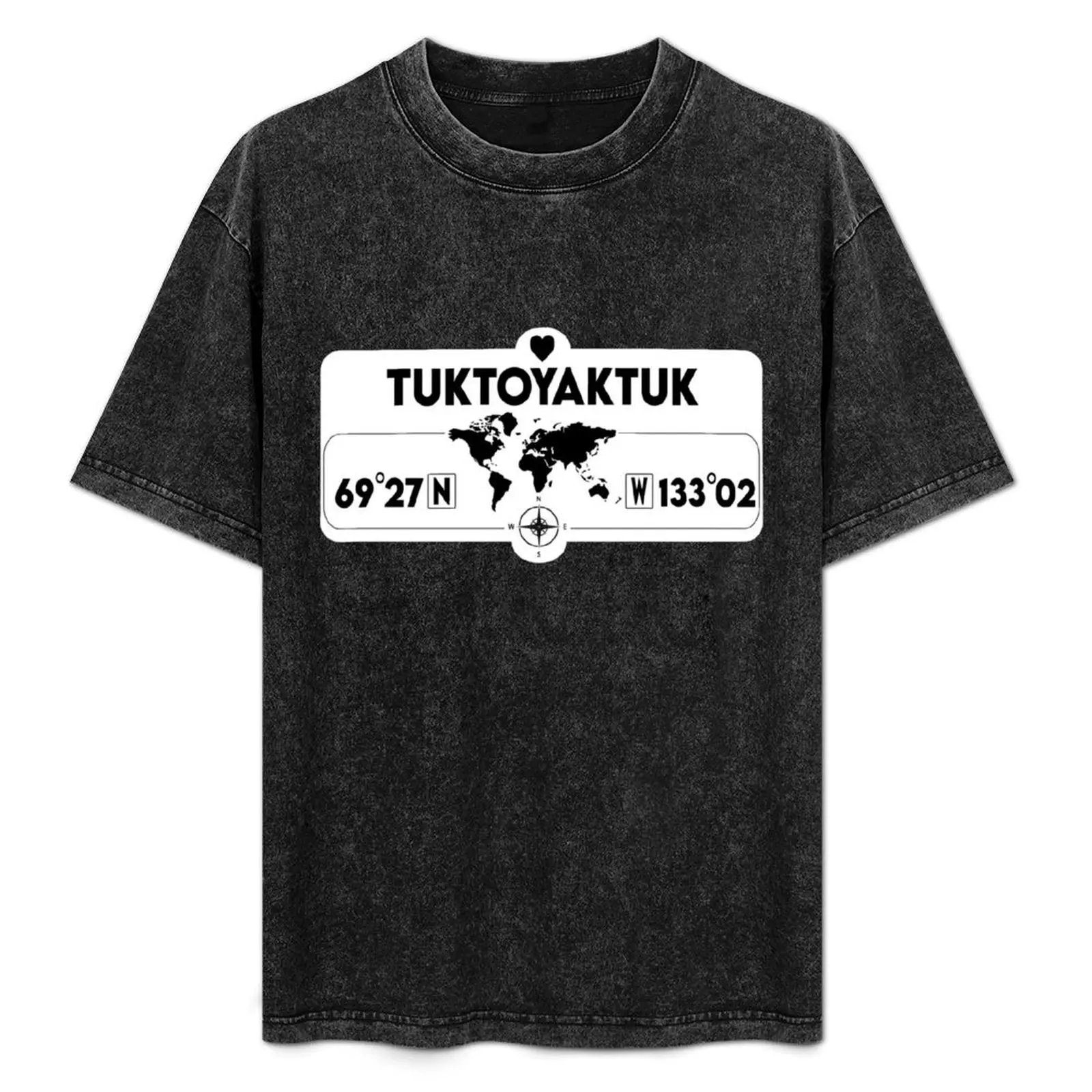 

Tuktoyaktuk Map GPS Coordinates Artwork with Compass funny gift T-Shirt Plus Size Summer Casual T-Shirt