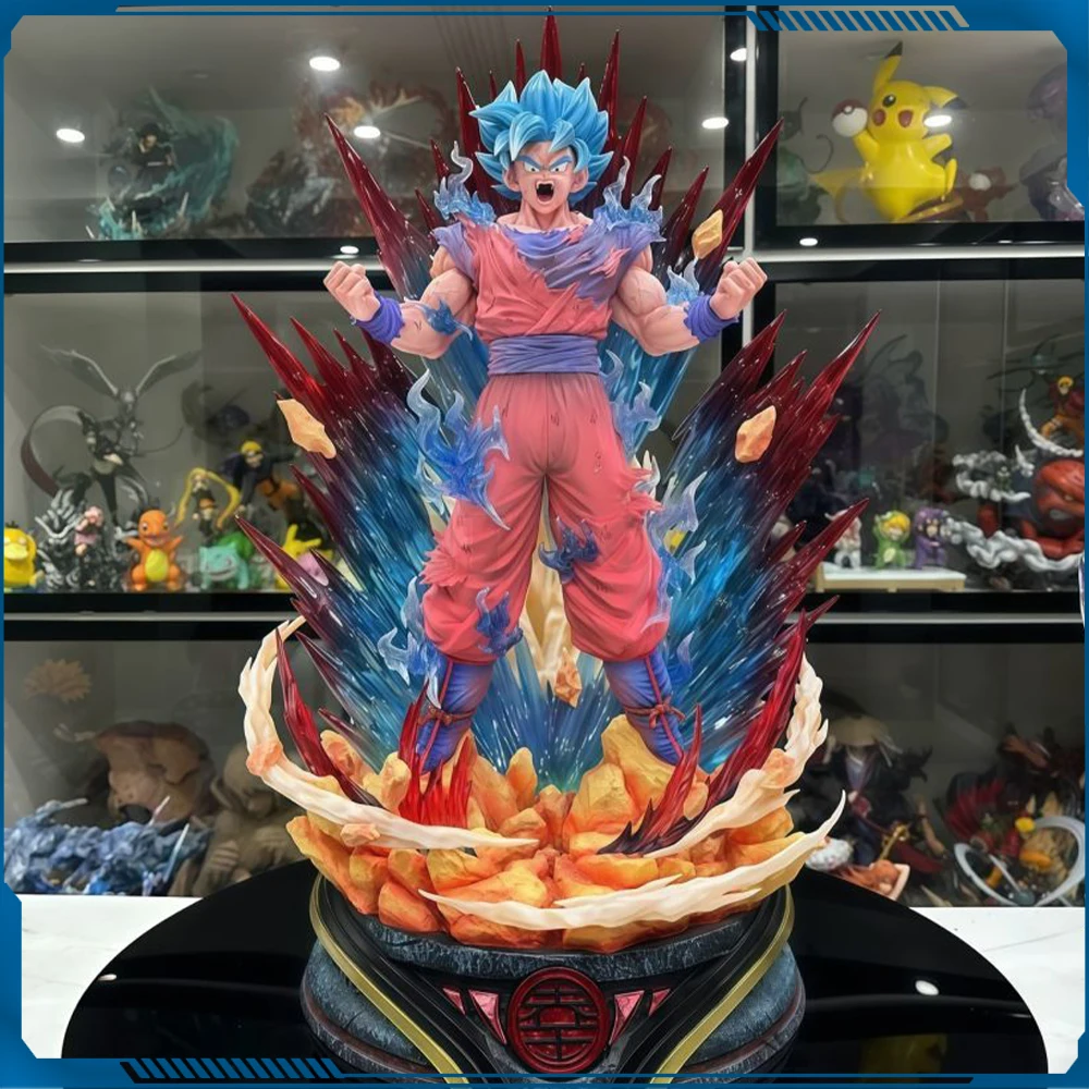 45cm Dragon Ball Anime Figure Son Goku Figure Super Blue Realm King Fist Goku Figurine Statue Model Collection Ornament Toy Gift