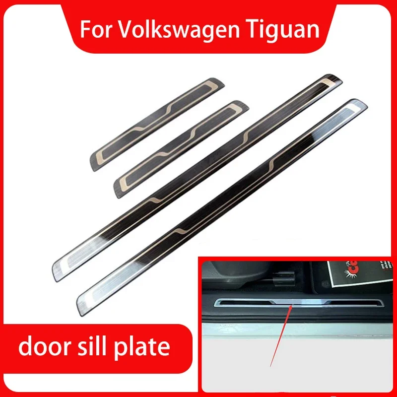 stainless steel Car door cover outside indise cover trim door sill plate For Volkswagen VW Tiguan mk2 R 2017 2018 2019 2020 2021