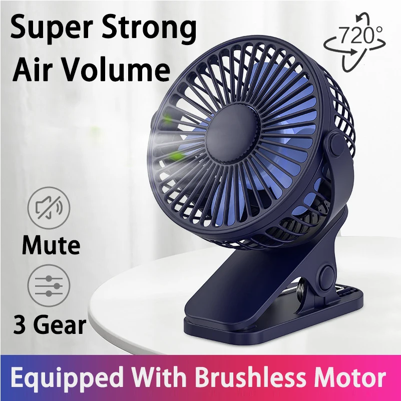 

Usb Portable Mini Clip-on Silent Fan 3-speed Rechargeable Desk Fan Portable Student Office Cooling Fan For Bedroom Stroller New