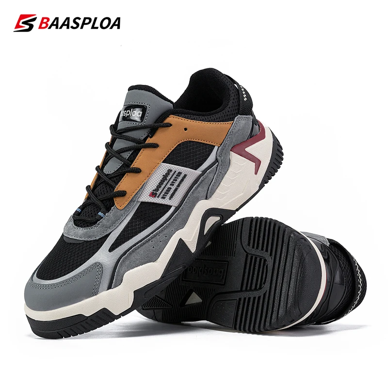 Baasploa Men Casual Shoes Leather Waterproof Sneakers for Men Lace-Up Walking Shoes Non-Slip Outdoor New Arrival Free Shipping