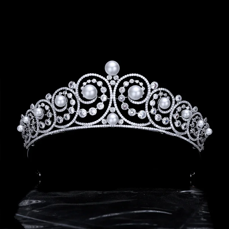Fashion Luxury Sweet Tiara Jewelry White Pearl Middle Eastern Women's Crown Suitable for Wedding Brides Travel Birthday Gift H80