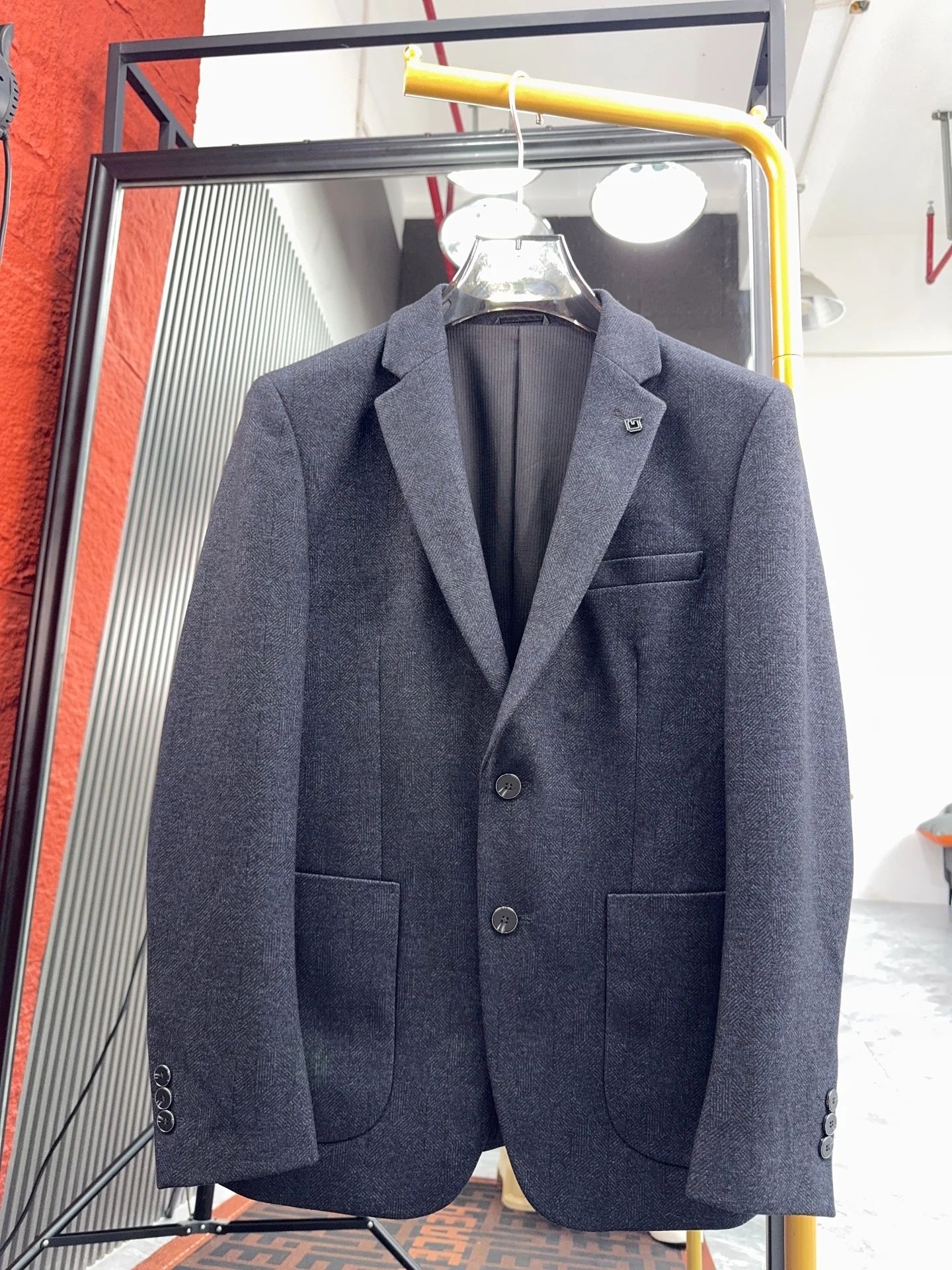 Men's Casual Woolen Suiting Commuter Tuxedo Standard Fit Single Button Polyester Fiber Anti-Wrinkle Warm Windproof