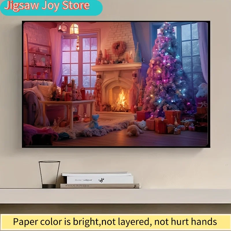 ปริศนากระดาษ 1,000 ชิ้นสำหรับผู้ใหญ่ที่มีดีไซน์เรื่อง “ต้นคริสต์มาสในห้องนั่งเล่นที่อบอุ่น” เหมาะสำหรับเกมปาร์ตี้และกิจกรรมต่างๆ