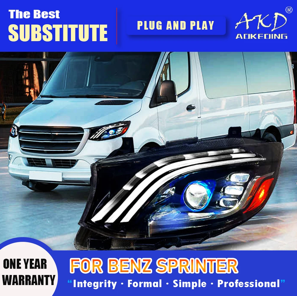 

Фара AKD для Benz Sprinter светодиодный, фара 2018-2023, фары Sprinter DRL, сигнал поворота, фара дальнего света, объектив проектора Angel Eye