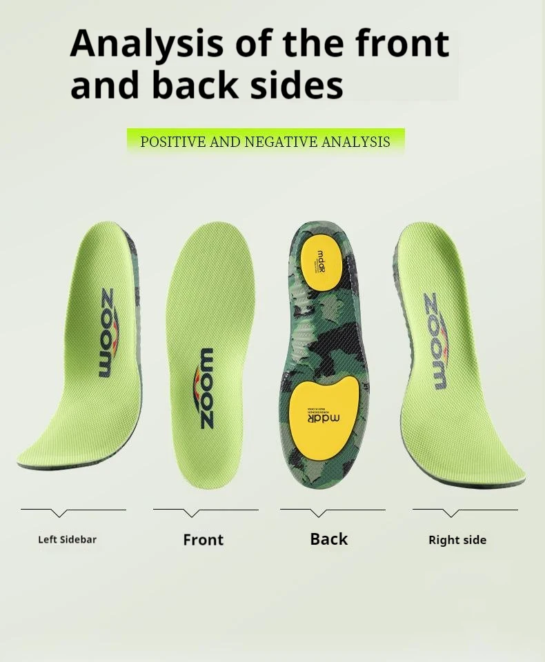Neue, hochelastische, stoßdämpfende Einlegesohlen, atmungsaktiv, rutschfest, für Sport, mit Fußgewölbestütze, orthopädische Schuhpolster, 1 Paar. – Detail 7
