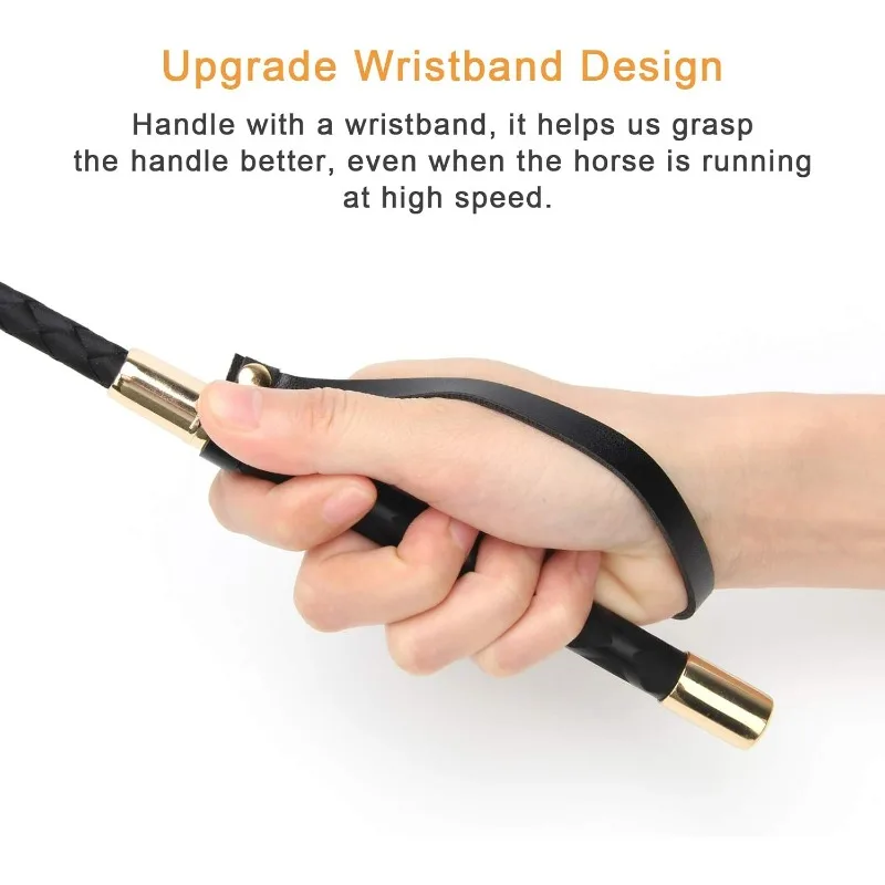 18 Inch PU Leather Equestrian Horse Crop Double Slapper Whip for Horse Training Black Riding Crop Equestrian Equipment view 5