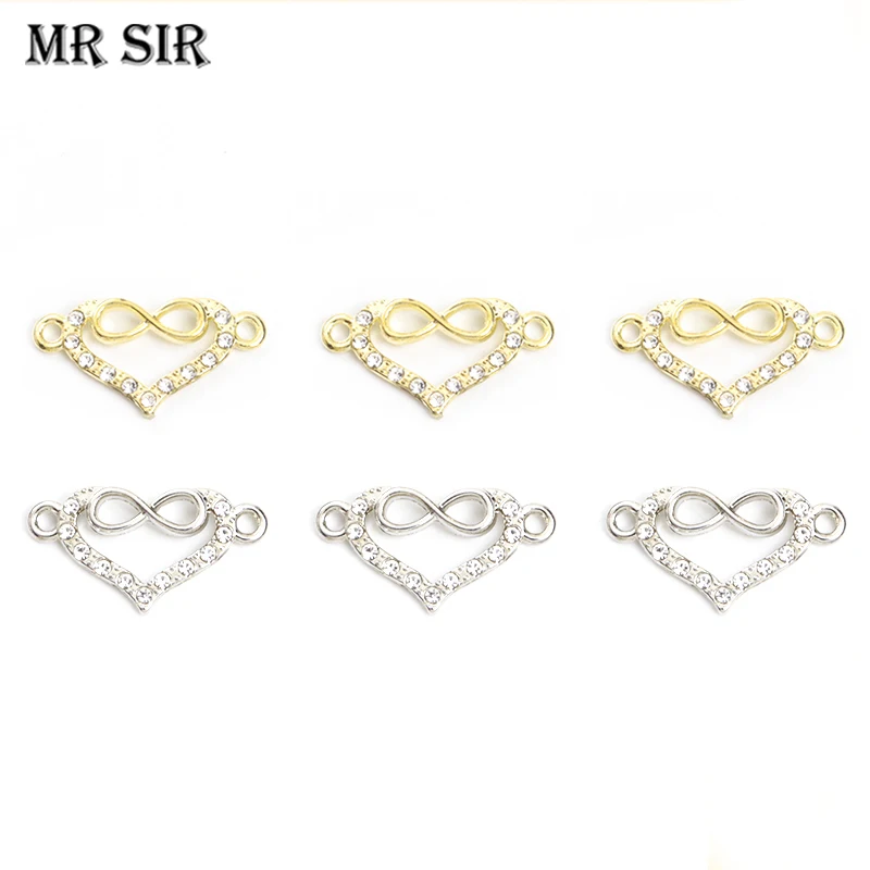 15pcs Hollow Out Infinity Heart Connector Fashion Love Forever Design Crystals Link Pendants Charm Jewelry DIY Bracelet Necklace