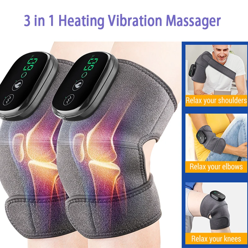 

3in1 Electric Heating Vibration Massager Heating Therapy Leg Joint Elbow Warm Wrap Arthritis Pain Relief Shoulder Massager