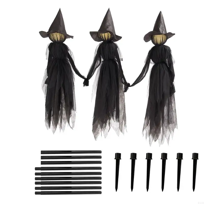 KX4Bハロウィーンの装飾屋外の大きな光の手を握って叫ぶ魔女