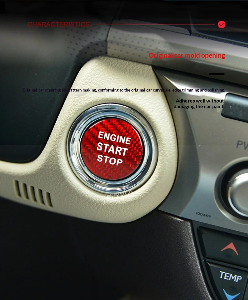 Echte Carbonfaser-Autozubehör-Aufkleber für den Motorstart-Stopp-Knopf, Innenverkleidung für Lexus IS ES GS NX RX LX RC F. – Detail 7
