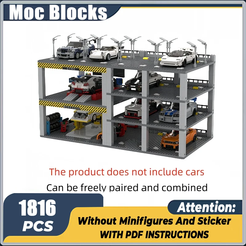 

City Model MOC Building Bricks Speed Champion Premium Parking Lot Modular Technology Gifts Holiday Assemble Children Toys Suit
