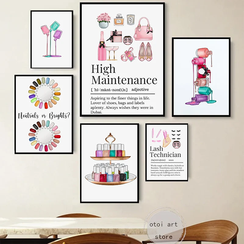 Salón de belleza, barniz brillante para uñas, Gel técnico para uñas, póster artístico, pintura en lienzo, impresiones de pared, imagen para habitación, decoración del hogar