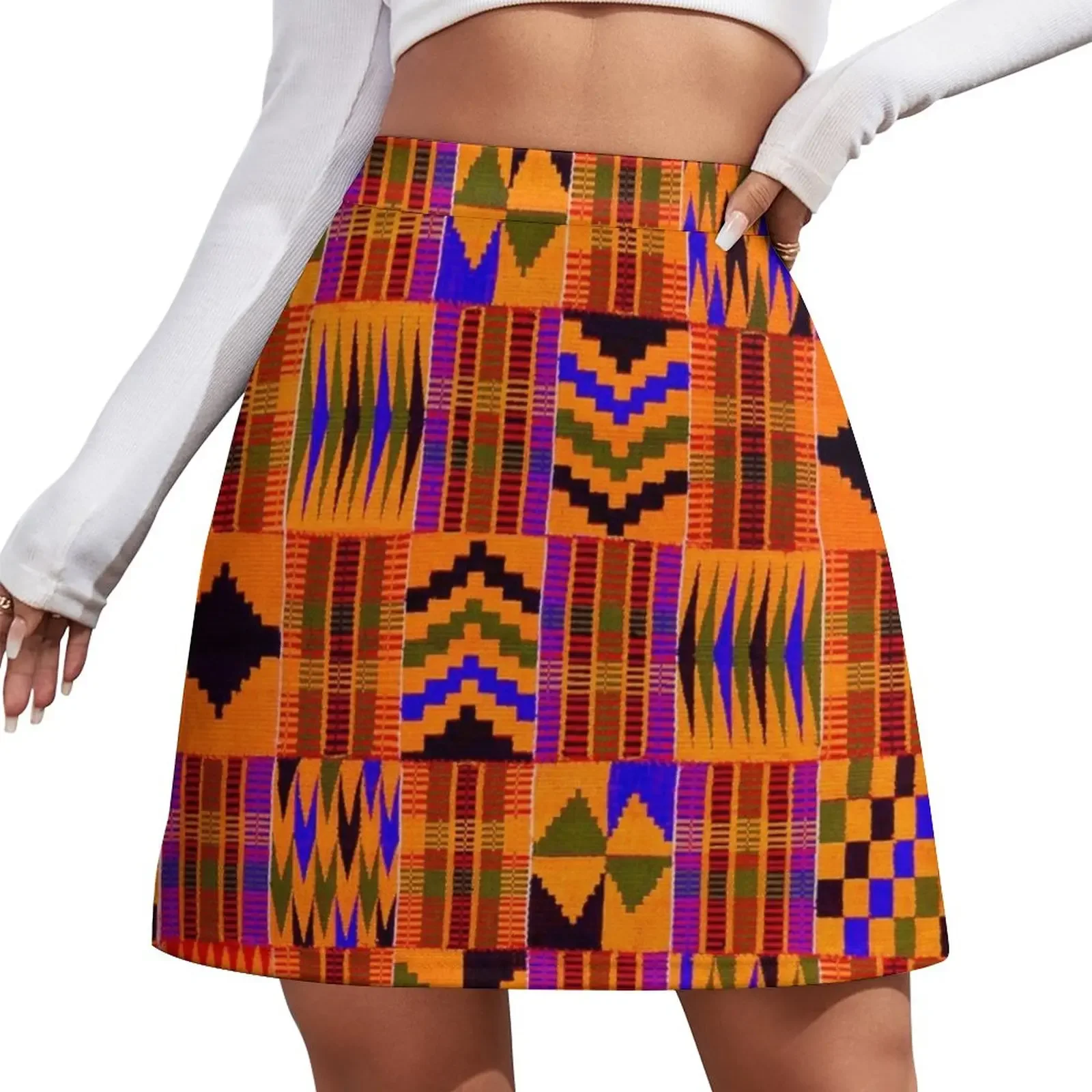 

Kente Cloth // Persimmon & Red-Orange Mini Skirt new in clothes skirts School skirt