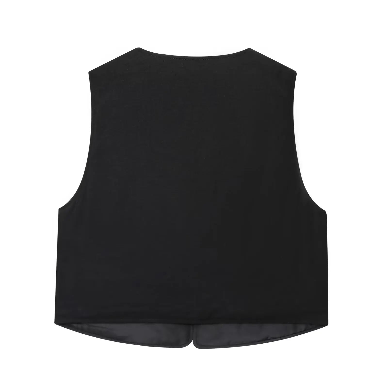 

ZBZA Spring New Women's Faion Design Embroidered Cotton Vest Casual Sle V-Ne ort Length No-Cuff Pure Color Jaet