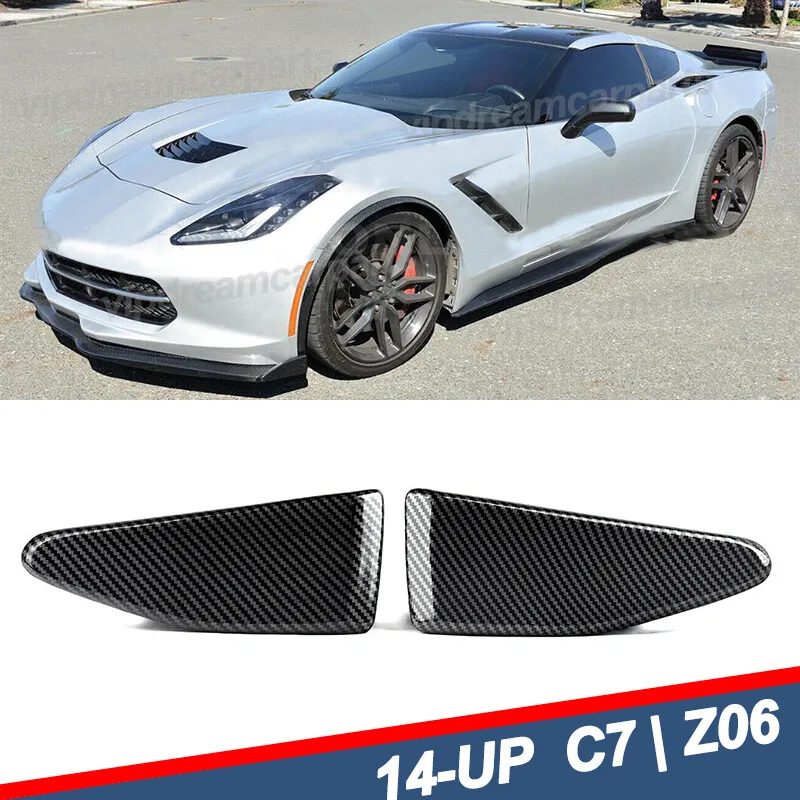 

Front Bumpers Lip Surround For Corvette C7 Z06 Chevrolet 2-door Stage 2pcs CARBON COLOR Side Cap WINGLET Extension Bumper
