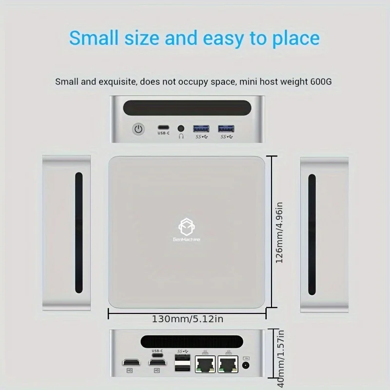 Genmachine AMD 6600H LPDDR5 16G 6400Mhz Mini PC Ordenador Windows 11 Ryzen WiFi 6 Gaming PC Display Diy Gaming Computer Gamer PC