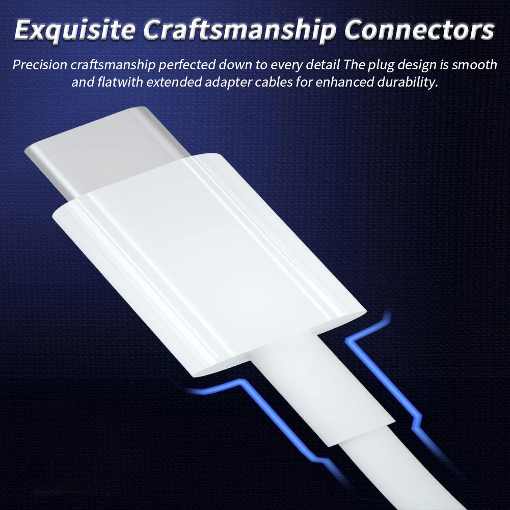 Dual USB Type C Cable 60W PD Fast Charging Cable Dual Plug Type C Charging Cable For Smartphones Tablet Laptop