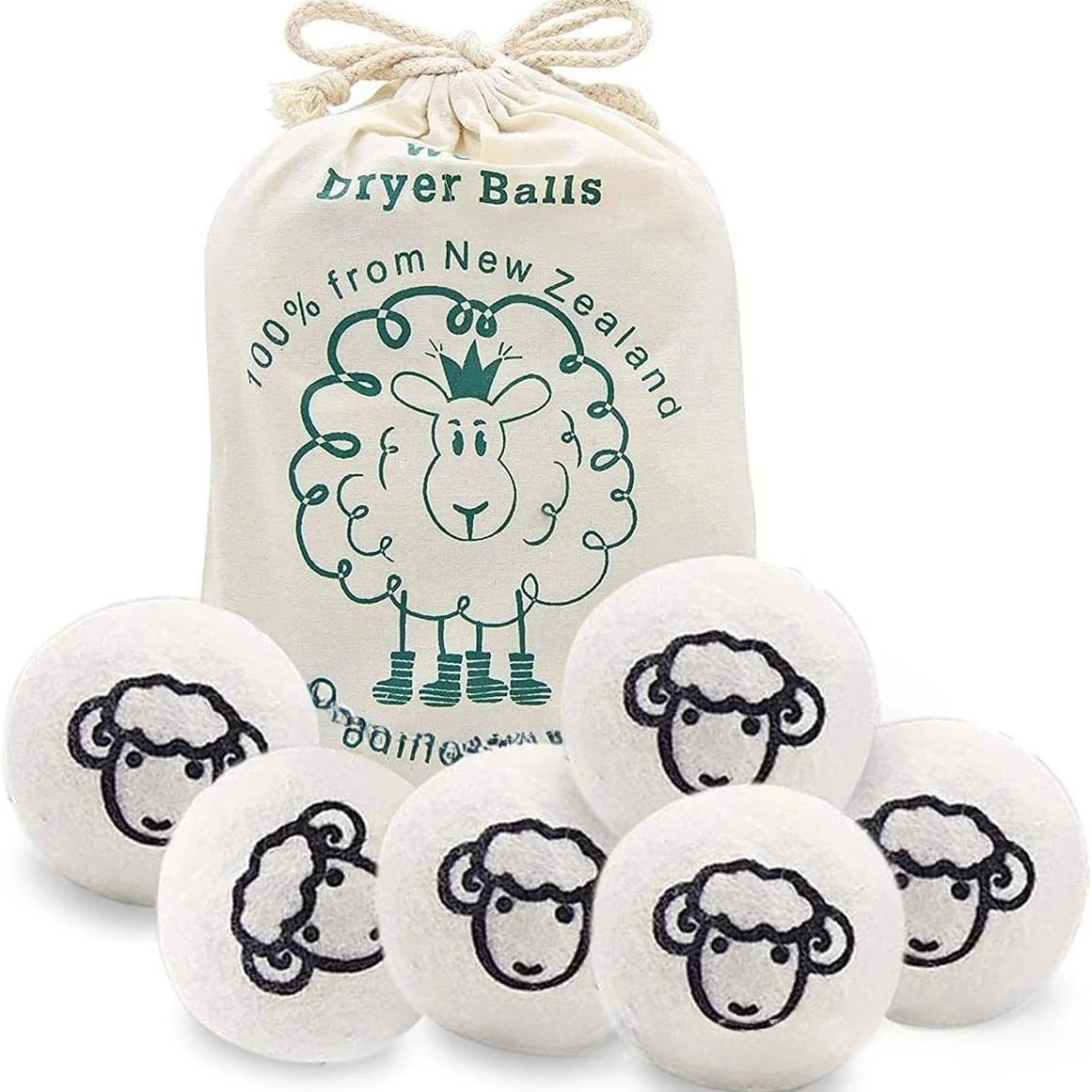 6PCS Reusable Wool Laundry Dryer Ball Fabric Softener Alternative for Washing Machine Wrinkle Reducer Cleaning Supplies Gadget