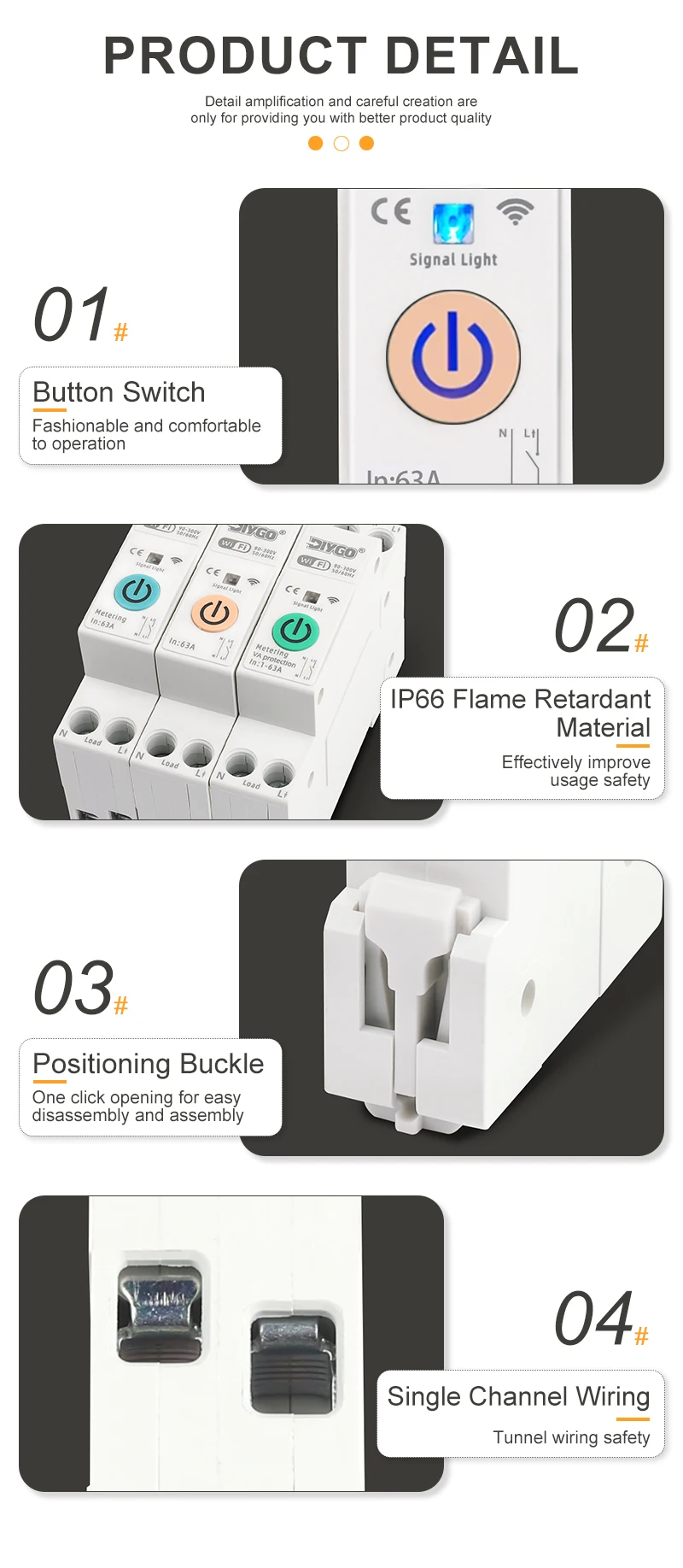 WLAN-Schutzschalter Kompatibel mit Tuya APP Fernbedienung Heim-Timer-Relais DGB-63T Messung Überwachung Spannung Stromschutz – Detail 3