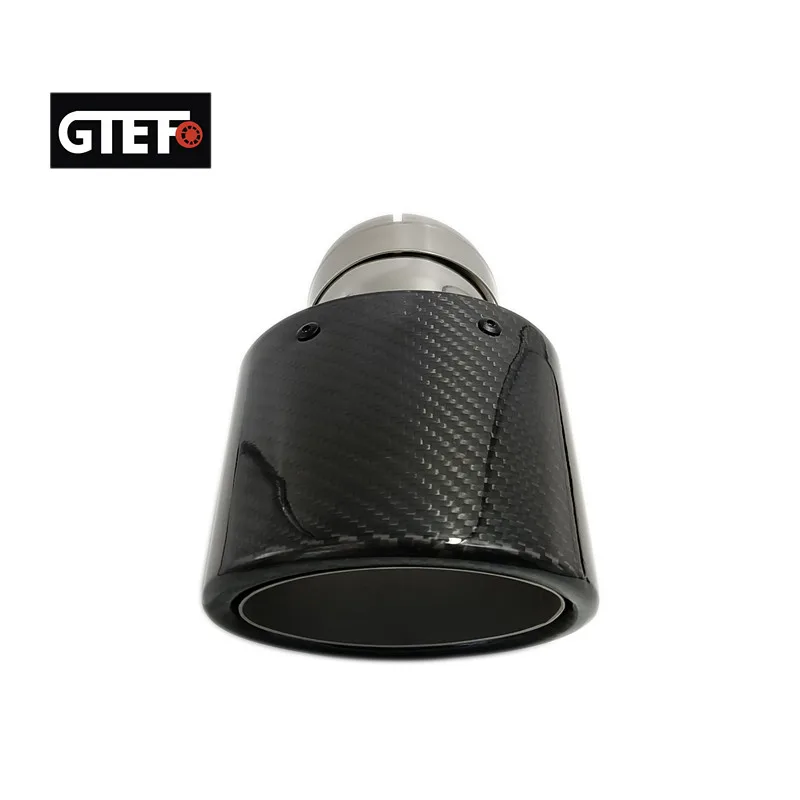

GTEFO 1 Piece Glossy Oval Carbon Fiber Stainless Steel Exhaust Tips Width 105 115 130 150mm Exhaust Muffler for Car Modify