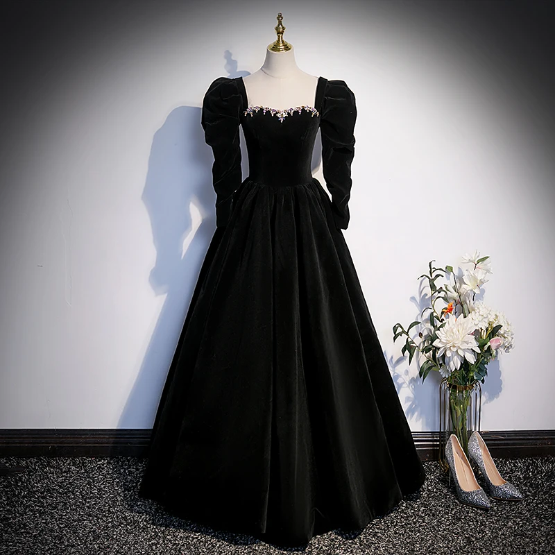 

Black evening dress light luxury niche high-end art examination adult ceremony host long French high-end graduation can be worn