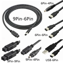 FireWire 800 IEEE-1394B 9pin 6Pin USB To 6pin 4 Pin To 4 Pin IEEE 1394 for ILink Adapter Cable 4Pin To 9pin Cable 0.6m 3m 5m