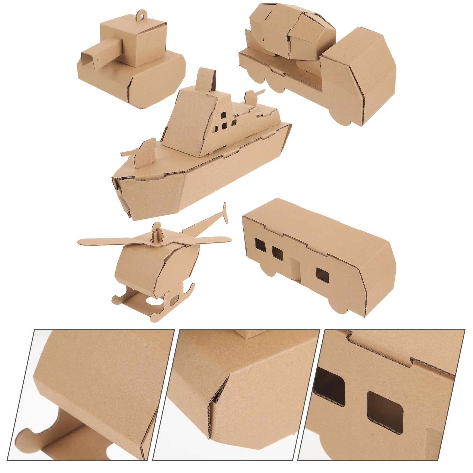 5 Pcs Children's Handmade Paper DIY Model Airplane Tank Car Submarine Cardboard Kindergarten Assembly Toys 3d Puzzle for Kids