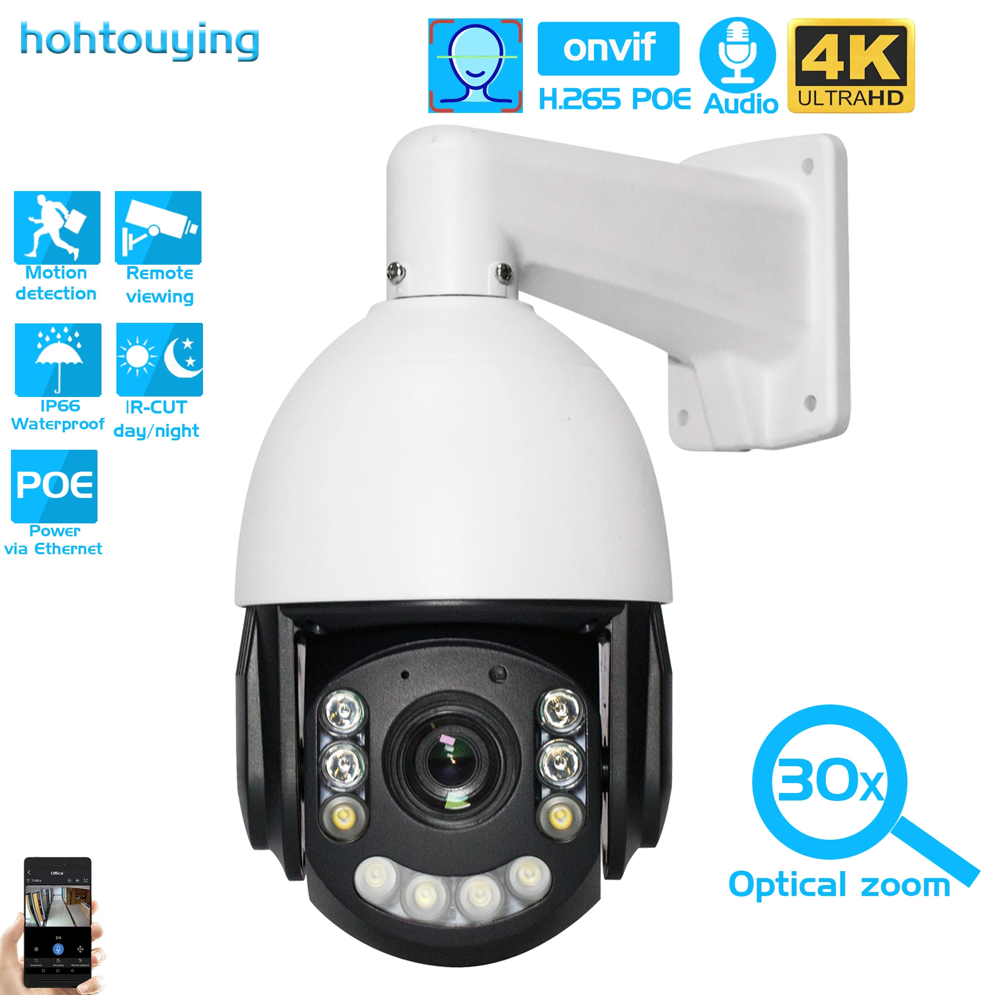 ICSEE 8MP 5MP 30x Optical Zoom POE PTZ Video IP CCTV Surveillance Security Network Camera System Kit Outdoor Waterproof XMEYE