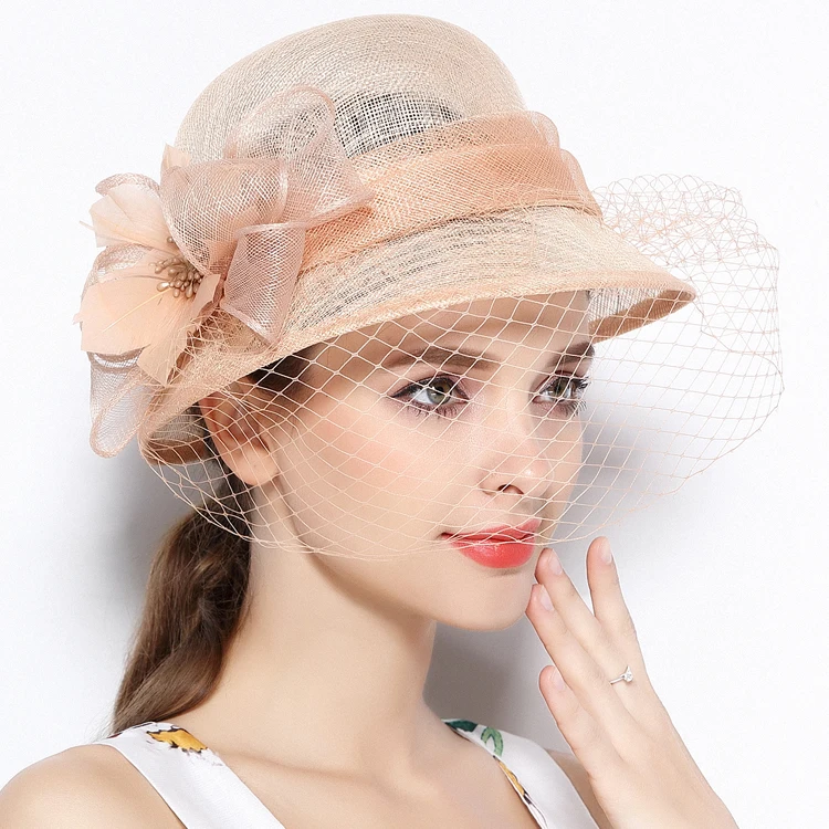 X4123  Retro British Veil Fascinators Linen Gauze Cap Women Mesh Hat Ladies Banquet Hat Sun Shade Summer Hat Women Millinery Cap