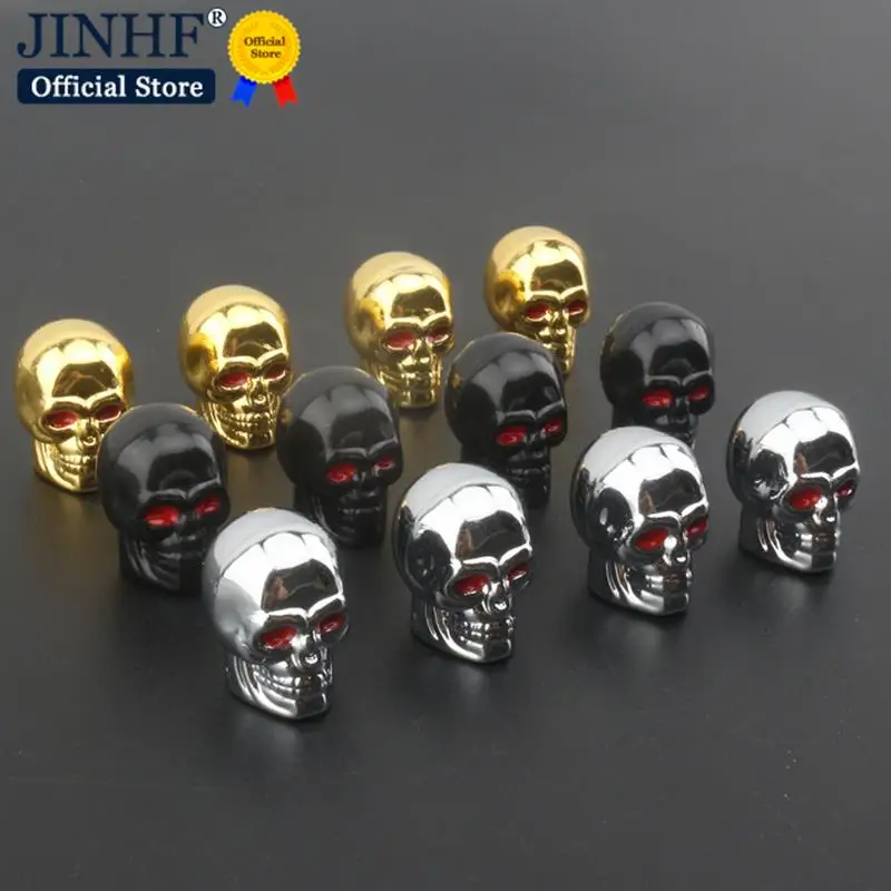 4pcs Skull Shape Car Valve Caps Wheel Valve Cap Auto Tyre Air Valve Stem Caps Dust Cover For Bike Car Vehicles Styling Wheels