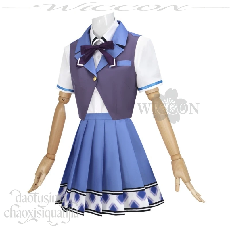 أنيمي Galgame الحلو صديقة 2 العربة 2 تأثيري شيون ياناجي زي اليابانية JK زي مدرسي Y2K Kawaii الأزرق سترة فستان قصير #3