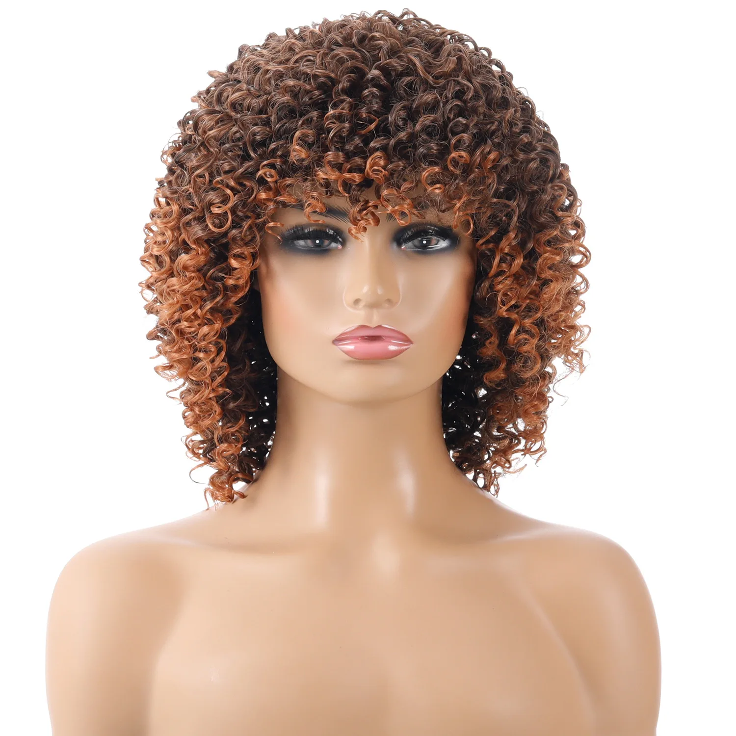 

Men's and Women's Synthetic Wine Red Explosion Curls Hair Wig - Synthetic Hair Cap for Party and Daily Wear