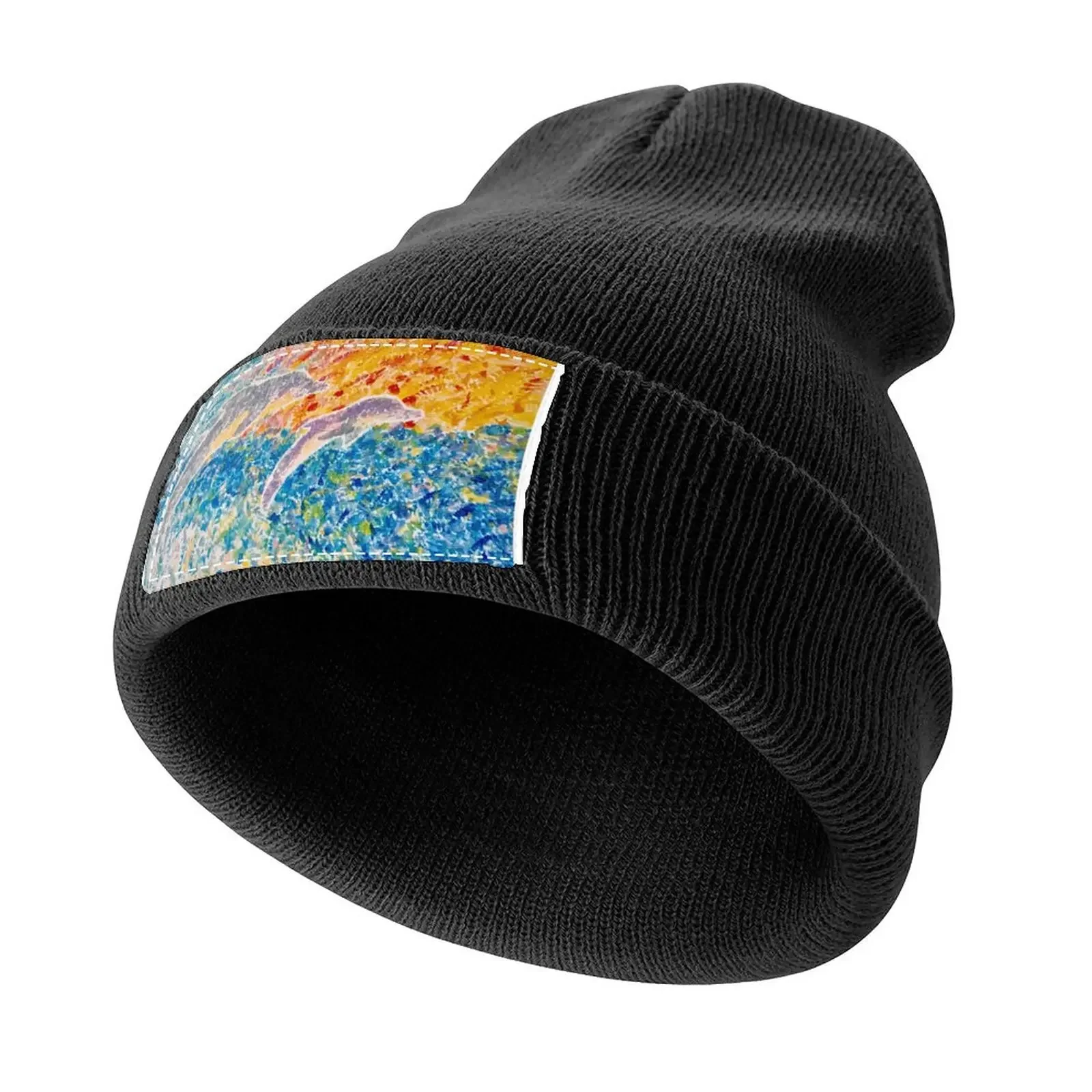 

Dolphins Dancing at Sunrise Knitted Cap Bobble Hat Hat Luxury Brand Golf Wear Men Women's