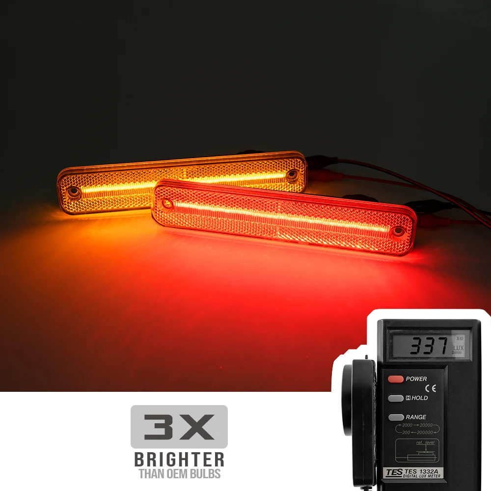 F&R Amber Red LED Bumper Fender Signal Side Marker Light For Ford Bronco 78-79 F100 F150 F250 F350 73-79 Econoline E150 E350