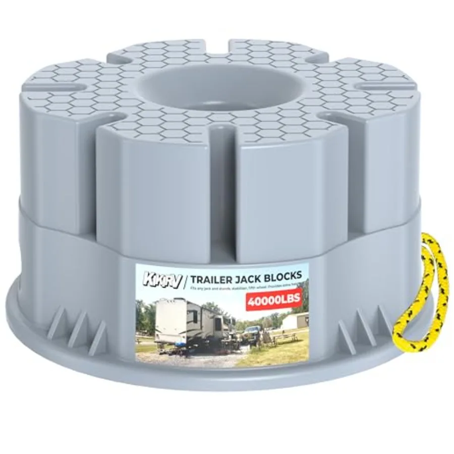 

6''Height Trailer Jack Block, Heavy Duty 40, 000lbs RV Camper Stabilizer Blocks for Travel Trailers Tongue Jack 5th Wheels Scis