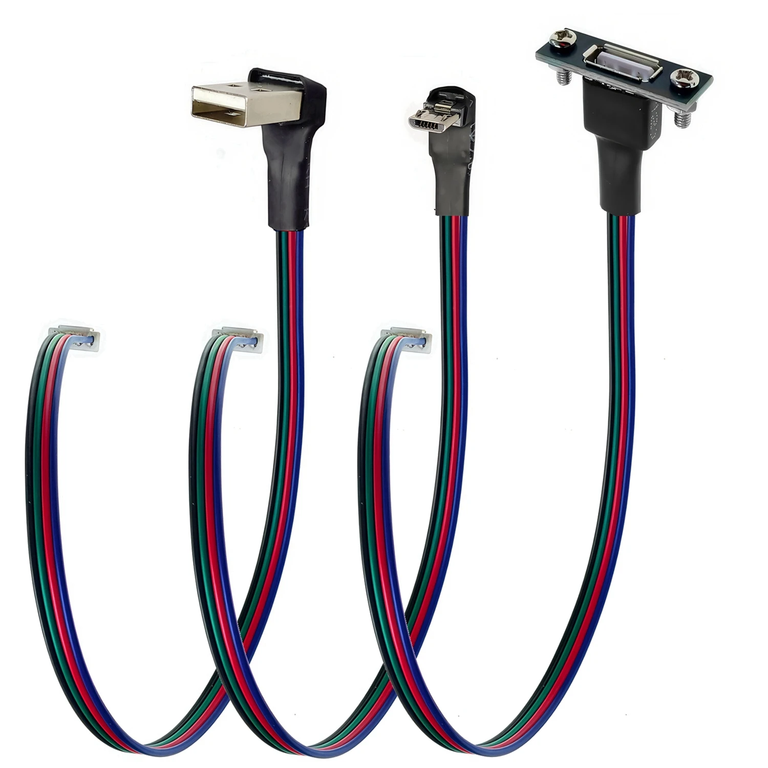 30CM 4-core power cable, USB male and female connector to XH2.54-4P, micro mini usb type-c terminal adapter, 1 unit
