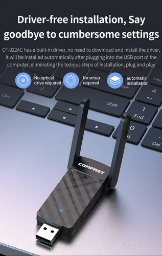Imagen 2 del producto COMFAST 1200M Adaptador Wifi Usb 5Ghz Ethernet Lan tarjetas De red MT7612U inalámbrico Para De Rede Tarjeta receptor Linux